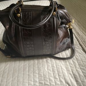 Gucci alligator crocodile brown tote with pony hair or crossbody purse Italy